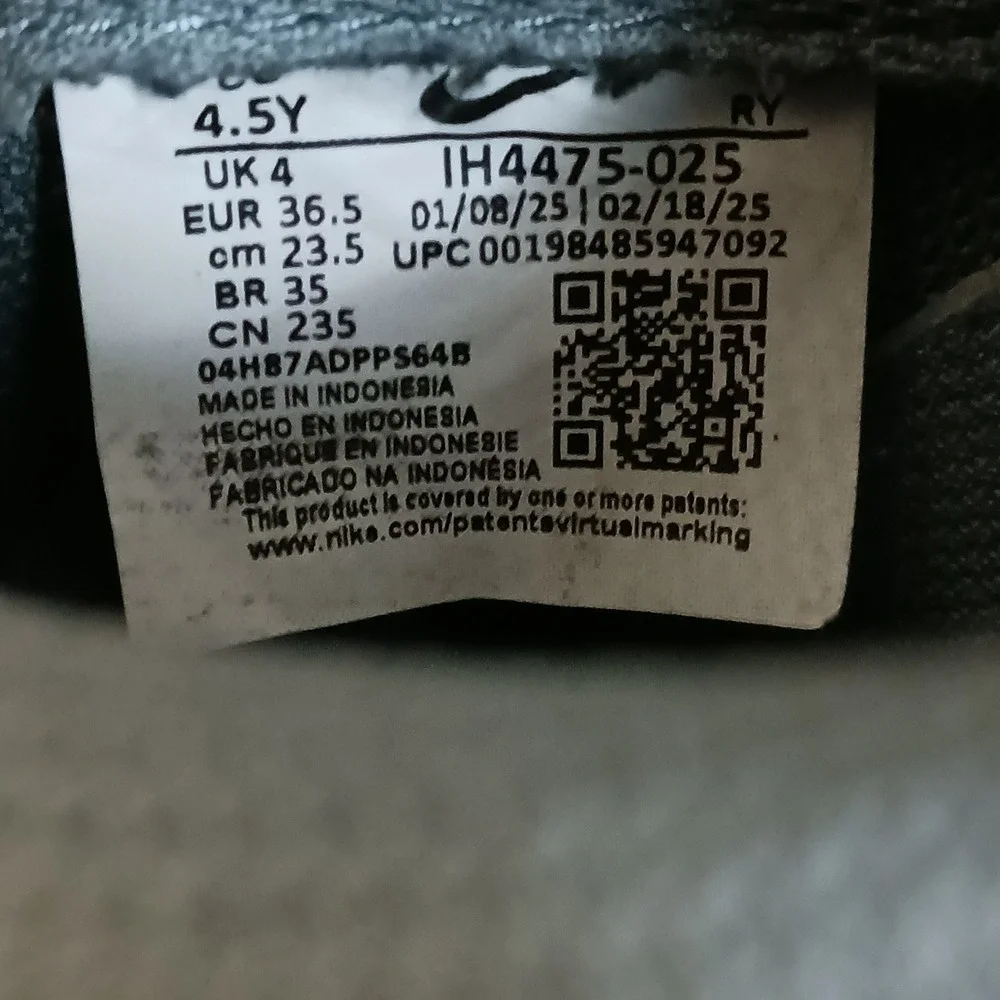 Nike Air Force 1 GS Low Cool Gray Anthracite Sneakers Shoes Size 4.5Y Women's 6